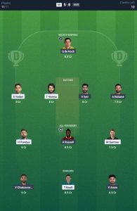 Dream11 Prediction Team 1 for MI vs KKR Match